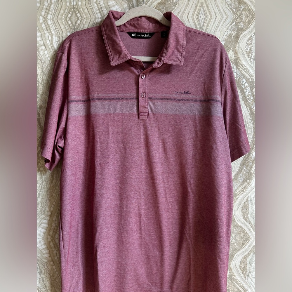 TRAVIS MATHEW mens XL Polo Shirt Red Lightweight Casual Golf retro vibe PERU